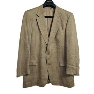 Jos A Bank Executive 100% Silk Textured Herringbone Sport Coat Blazer 46XL Tan